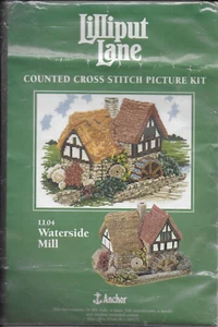 Anchor Lilliput Lane counted cross stitch kit - WATERSIDE MILL 8" X 10.5" - Picture 1 of 2