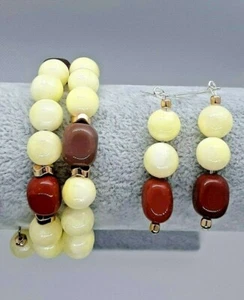 Handmade Beaded Healing Bracelet and Earring Set Quartzite Jasper - Picture 1 of 3