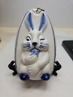 Vintage Delft Blue Hand Painted Winking Bunny Rabbit ?? W/ ?? Wall Hang Decor