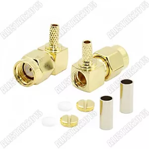 10x RP-SMA maschio connettore RP-SMA angolo retto RF crimpa per cavo coassiale LMR100 RG316 RG174 - Foto 1 di 4