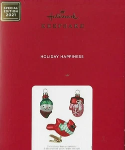 Hallmark Keepsake 2021 Holiday Happiness Special Edition Set of 3 Ornaments NIB - Picture 1 of 2