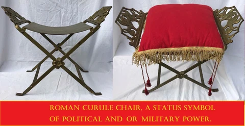 Antique Roman Curule Chair Armchair Emperor King Officer Revival Renaissance Cover