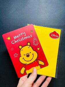 Disney Winnie the Pooh Christmas Card RED Greeting celebration Special occasion