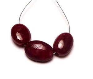 RED RUBY SMOOTH OVAL 3! BEADS M230D 9.4x7.6x4.5mm to10.8x7.5x4.8mm - Picture 1 of 1