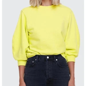 Agolde Thora Sweatshirt Puff Sleeves Crewneck Pullover Yellow Tarte Size Small - Picture 1 of 7