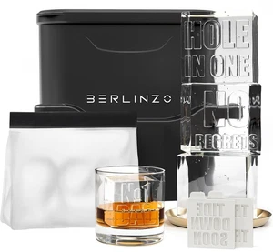 Premium Clear Ice Cube Maker with Conversation Ice Prints – 2 Large 2.1" Crys... - Picture 1 of 9
