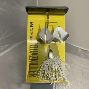 Rare HM CUSTOM LURES Quazkiller #02 White Silver Quaz Killer Updraft Buzz bait  - Picture 1 of 4