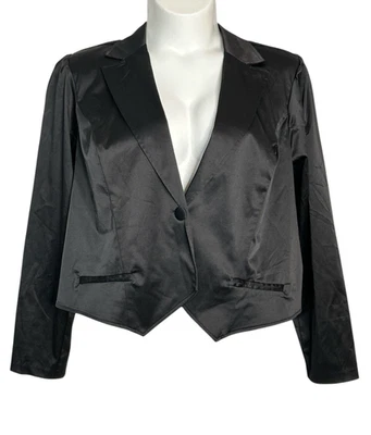 Torrid 4 Negro Elegante Satén Un Botón Muesca Cuello Chaleco Blazer Chaqueta, 4X 26 Foto 1 de 4
