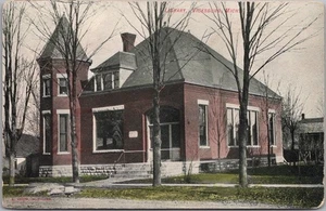 Vintage 1907 VICKSBURG, Michigan Postcard "LIBRARY" Building / Street View - Picture 1 of 2