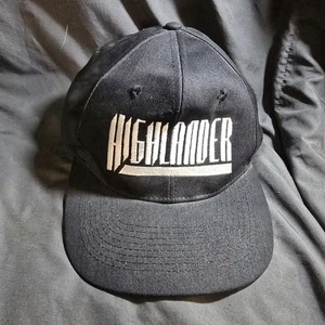 Vintage 90s Highlander Movie Promo Cast Crew Snap Back Hat Black Embroidered - Picture 1 of 5