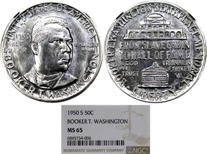 1950-S 50C NGC MS65 BTW CLASSIC COMMEM ~ BRILLIANT SEMI-PROOLIKE GEM! - Picture 1 of 5