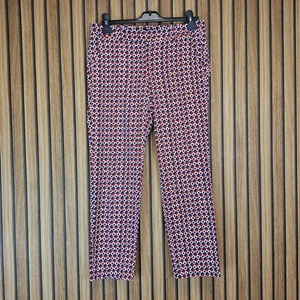 Max Mara Weekend Trousers Red Blue UK 10 Cigarette FITW13 Stretch Ankle Length - Picture 1 of 11