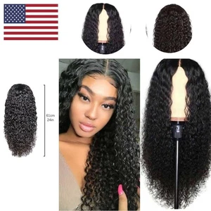 24in Ladies Long Soft Natural Wig Black headband Wavy Lace Front Wig Adjustable - Picture 1 of 9