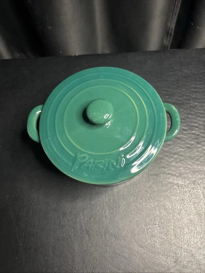 Cazuela Parini horno holandés con tapa 1 cuarto de galón verde utensilios de cocina interior negro Foto 1 de 4