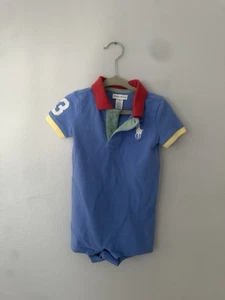 Pagliaccetto Polo Ragazzo Ralph Lauren Big Pony Shortall 9 Mesi - Foto 1 di 6