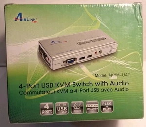 NEW Sealed Airlink101 4-Port USB KVM Switch with Audio AKVM-U42 NEW SEALED  - Picture 1 of 9