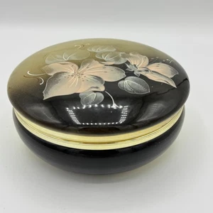 Vintage Italienisch Mittel Handbemalt Floral Rund Alabaster Waschtisch Puderdose Box - Bild 1 von 13