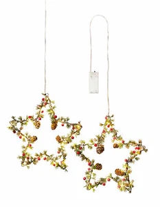 2x Metall Stern Weihnachtsstern LED Fenster Weihnachtsdeko beleuchtet hängend - Bild 1 von 5