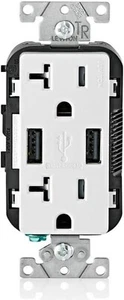 Leviton 20 Amp 125 Voltios Toma Dúplex y Toma USB, Blanco T5832-BW - Imagen 1 de 1