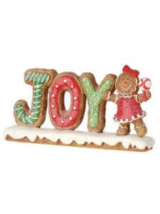 Letrero centro de mesa de Navidad caramelo JOY pan de jengibre de 6" - Imagen 1 de 1