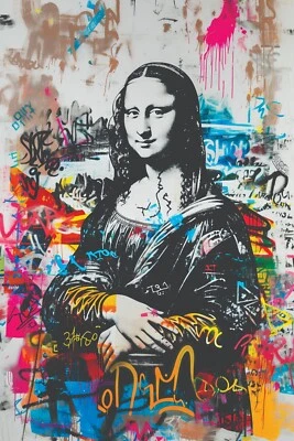 MONA LISA BANKSY GRAFFITI 流行艺术印刷品/海报画布或缎面照片纸 T16 — 第 1/4 张图片