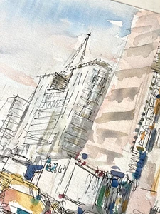 Vintage San Francisco Transamerica Pyramid Illustration, 90s Watercolor Drawing - Picture 1 of 6