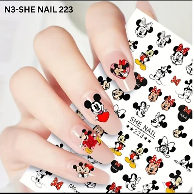 Pegatinas para uñas de dibujos animados 3D - Lindas calcomanías para arte en uñas de Mickey y Minnie Mouse - Autoadherentes Foto 1 de 4