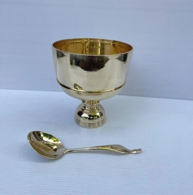 Vintage Style Thai Brass Handmade Bowl & Supporting Stand with Ladle Handmade - Image 1 of 4
