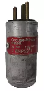 Crouse Hinds ENP5201 Spina a Lama Dritta per Posizione Pericolosa 125V, 20A, 2P+G - Foto 1 di 5