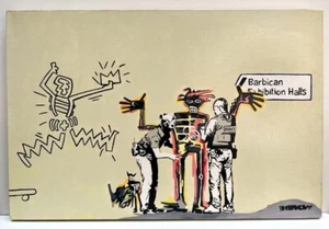 Bansky (Handarbeit) Acryl auf Leinwand signiert & gestempelt Gemälde - Bild 1 von 6