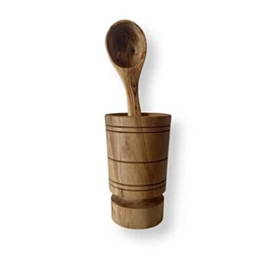 Portautensili da cucina Portaposate Portamestoli + 1 Mestolo in Legno Di Ulivo - Foto 1 di 7