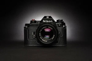 Genuine Real Leather Half Camera Case Bag Cover for Nikon EM Film Camera - Picture 1 of 22