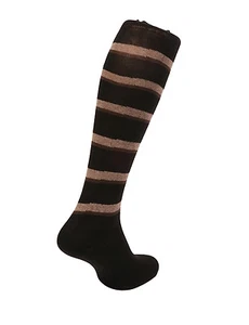 Men’s Knee High Socks Cotton Striped Design Brown&Black Made in Italy - Pairs - Picture 1 of 3