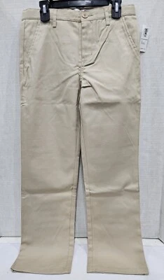 NEW Wrinkle Resistant Khaki Flat Front School Pants Boys 10 Reinforced Knees - Image 1 of 4