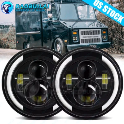 2PCS For chevrolet P10 P20 P30 Van 7"inch Round LED Headlights Hi-Low Beam w/DRL - Image 1 of 4