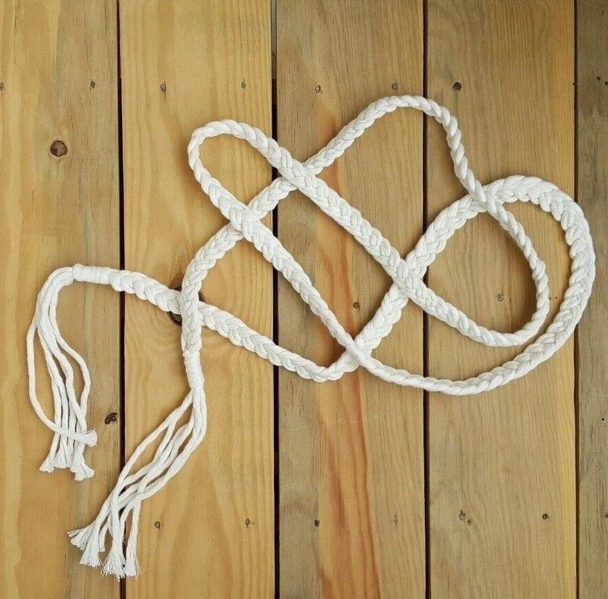 Cinturón Trenzado Crema, Ajustable Macramé Borla Cuerda Cintura Accesorio Cinturones Boho Foto 1 de 4