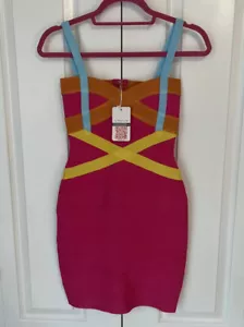 Nuevo Vestido Meilun Vendaje Bodycon Correa Pequeña Rosa Azul Naranja Amarillo Tirantes Q25 - Imagen 1 de 8