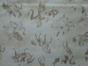 DRAGON INLAYS DRAGONS TAN BEIGE SPELLBOUND COTTON FABRIC FQ - Picture 1 of 5