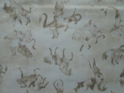 DRAGON INLAYS DRAGONS TAN BEIGE SPELLBOUND COTTON FABRIC FQ - Image 1 of 4