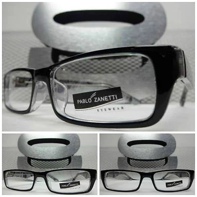 PABLO ZANETTI EYEWEAR New Classy CONTEMPORARY MODERN SOPHISTICATED Clear Lens EYE GLASSES Black Frame
