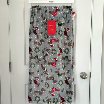 Manta Martha Stewart DACHSHUND Doxie Navidad De Gran Tamaño Vacaciones Nueva con Etiquetas Foto 1 de 4