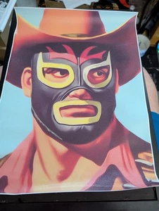 Lucha Cowboy 11x13 Vinyl Poster WWF WWE WCW ECW AEW Pro Wrestling - Picture 1 of 2