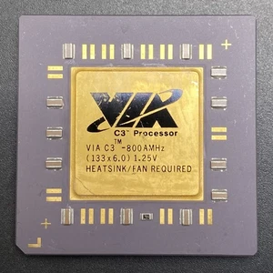 VIA C3 800AMHz CPU Nehemiah 800MHz 1.25V Socket370 Processor Gold Cap Uncommon - Picture 1 of 3