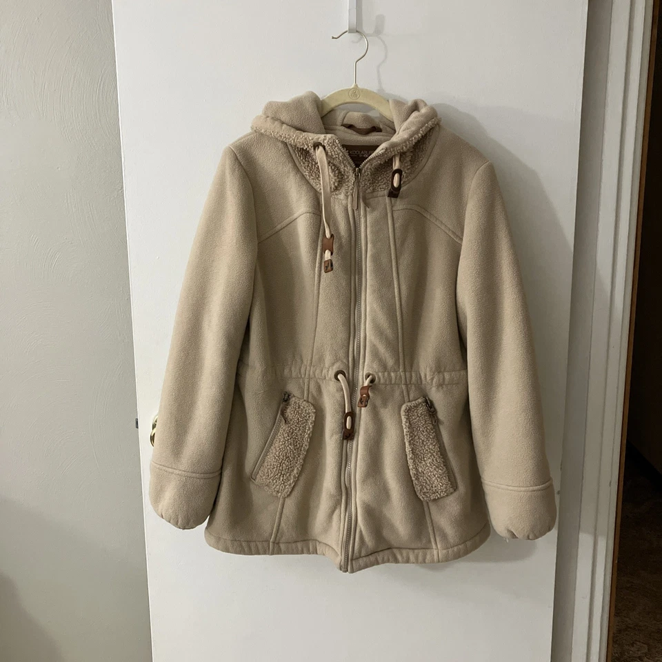 Kookaburra By Ugg 抓绒夏尔巴冬季夹克外套带帽米色 M 码 — 第 1/4 张图片