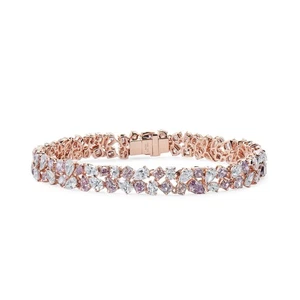 Natürliches ausgefallenes rosa Diamant Armband 12,75 ct MIX-Schliff SI massiv 18 K Rotgold - Bild 1 von 8