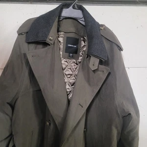 Gabardina London Fog 42R marrón oscuro para hombre con cinturón forro de doble botonadura con cremallera - Imagen 1 de 21
