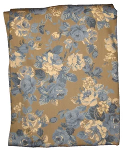 Vintage 4,3 Yard PETER PAN STOFFE blau-taupe Rosen Baumwolle Twill Stoff 60"x156"/13ft - Bild 1 von 4