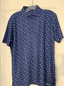 Small SNJGA G/Fore Skull Print AOP Polo Shirt Blue Short Sleeve Golf Back Print - Picture 1 of 9