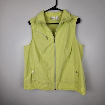 Zenergy Golf By Chico’s Women’s Performance Vest Neon Green Size 2 Vented Pocket - Image 1 of 4