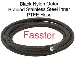 - Manguera de PTFE de nailon negra de 6 AN con núcleo interior de acero inoxidable compatible con E85 - Imagen 1 de 1
